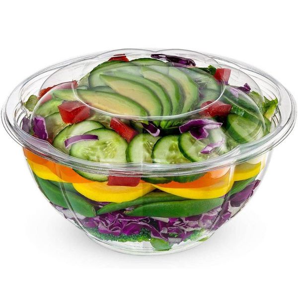 

disposable bento boxes 32oz plastic petal-shaped salad bowls thick and transparent storage containers with sealed lids take out