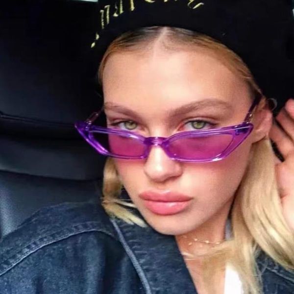 

sunglasses european and american retro hong kong style niche cat eye transparent jelly color triangle street s cool earth disco dancing, White;black