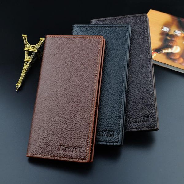 

wallets 2021 long man wallet business purse card holders men's thin pu leather design folded handy slim male bag, Red;black