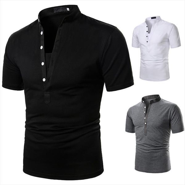 

short sleeve pure color summer men t shirts casual tees v neck fashion, White;black