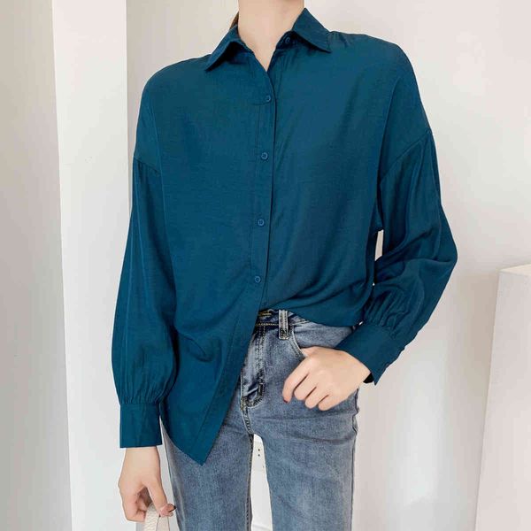 

women's blouses & shirts blouse casual long sleeve korean and loose blusas roupa feminina solid a04t, White