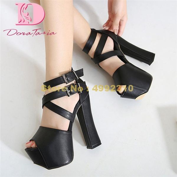 

sandals fashion female platform ankle strap thick high heels summer women party elegant shoes, Black