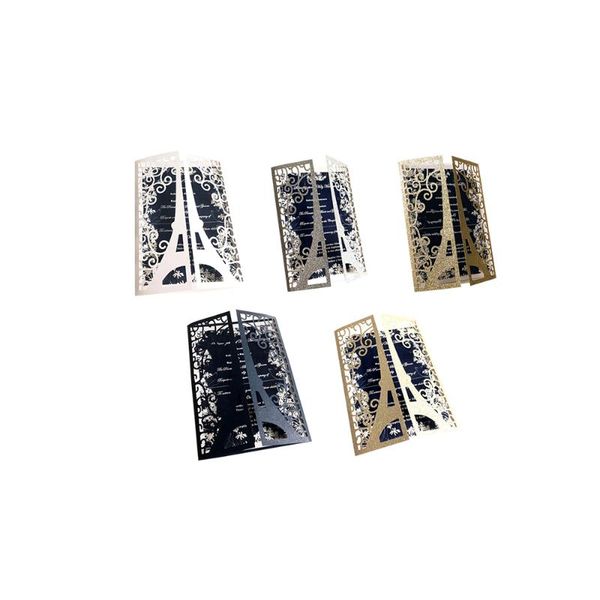 

greeting cards 10pcs/set glitter embossing invitation 15*15cm for wedding business party paris tower card customized supplies