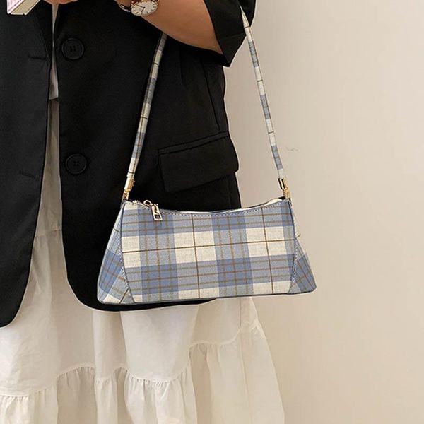 

shoulder bags fashion women plaid underarm 2021 summer style small fresh bag leather casual lady messenger