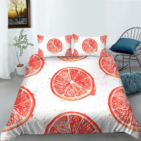 

bedding sets red grapefruit printing luxury duvet cover set with pillowcases home textiles 2/3 pcs twin  king size