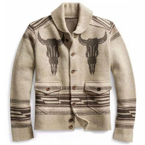 

men's sweaters knitwear print lapel sweater fashion wardrobe essential loose warm button long sleeve autumn 2021, White;black