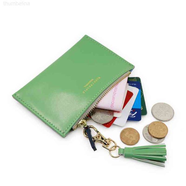 

wallet korean short women's purse tassel solid pu leather contrast candy color card bag zero, Red;black