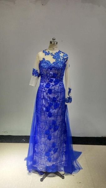 

party dresses fashion prom long sleeve court train royal blue sequins lace applique beaded evening, White;black