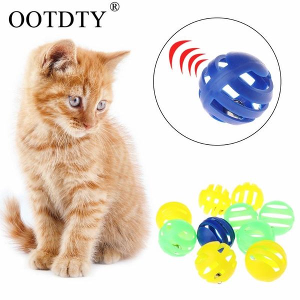 

set plastic pet cat toys with small bell diameter 7.6*1.5cm colorful ball toy