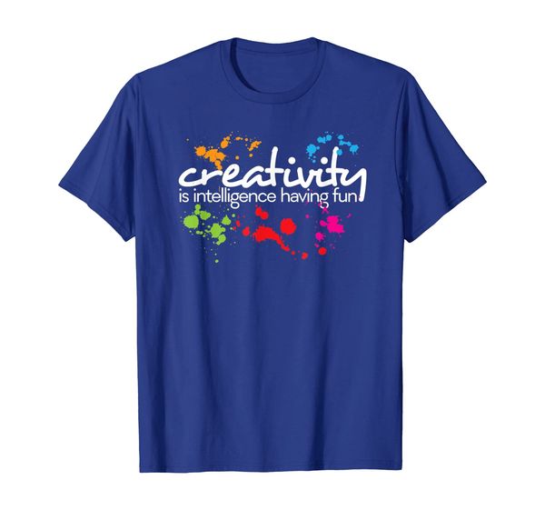 

creativity is intelligence having fun colorful art t-shirt, White;black