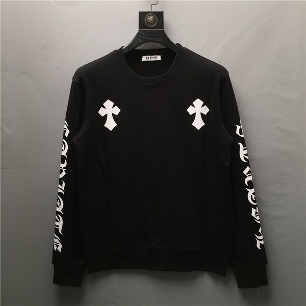 

qiudongchao brand 2021 new net red letter cross printed round neck sweater men's and women's loose coat, Black