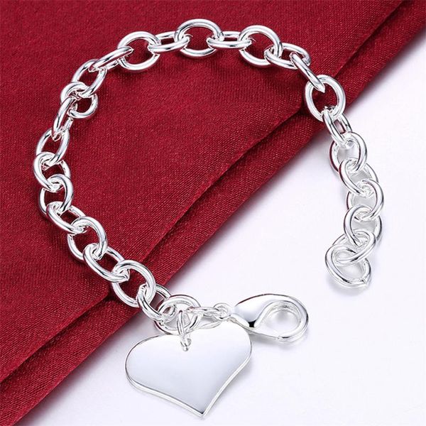 

charm bracelets women's 925 silver heart pendant bracelet chains for women wedding fashion jewelry gifts, Golden;silver