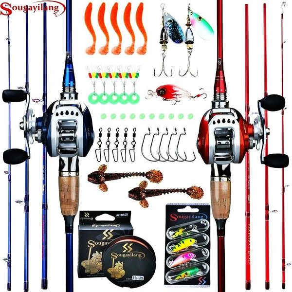 

rod reel combo sougayilang baitcasting combos 4 section carbon fiber casting 10+1bb reels bass trout salmon fishing tackle set