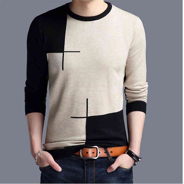 

hoodie winter casual o-neck striped slim fit mens cotton sweaters, Black
