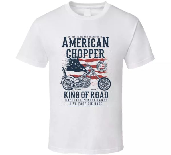 

american chopper tee motorcycle adventure vector retro sport men's t-shirts new, White;black