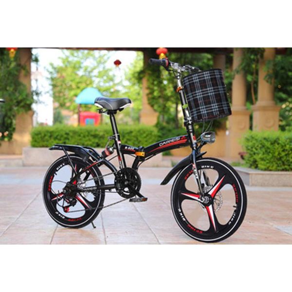 

folding bikes 20-inch shifts three-knife disc brakes men and women with ultra-light students carry small bicycles black