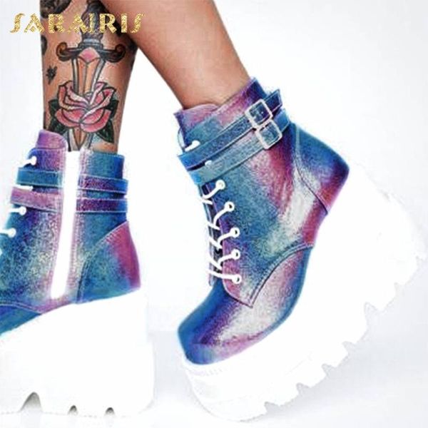 

boots sarairis pre-sale brand 2021 big size 43 ins cool platform wedges high heels women shoes ankle female, Black