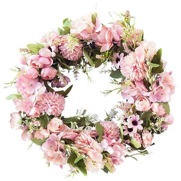 

realistic handmade pink wreaths for front door, window, wedding, wall home decor -17inch artificial door decorative flowers