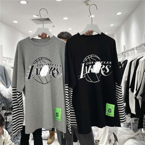 

women's sweaters hoodies south korea dongdamen long sleeve t-shirt female 2021 spring and autumn striped fake two loose bottomed shirt, White;black