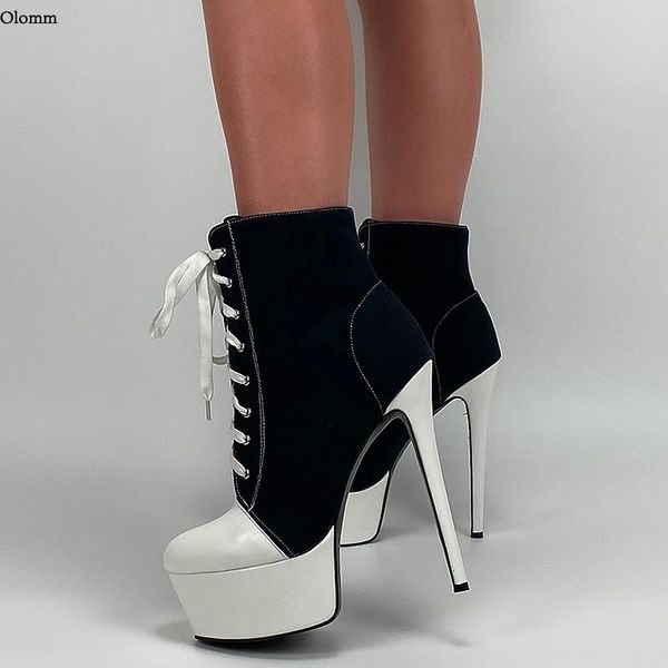 

boots olomm arrival women winter ankle platform stiletto heels round toe black blue red party shoes plus us size 5-20