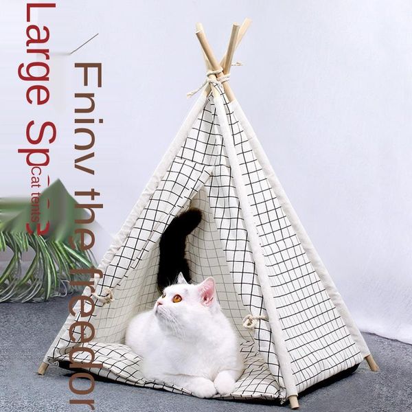 

cat beds & furniture 2021 warm bed four seasons universal tent closed pet linen fabric pastoral style product supplier