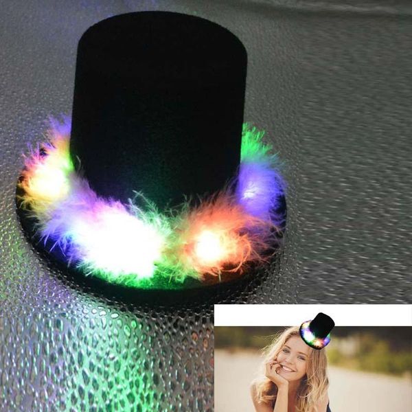 

light up flashing led women mini hat hair clip punk gothic decoration headwear home decor birthday party