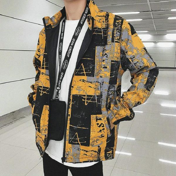 

spring autumn designer printed streetwear bomber jacket men casual slim windbreaker mens coat men's jackets, Black;brown
