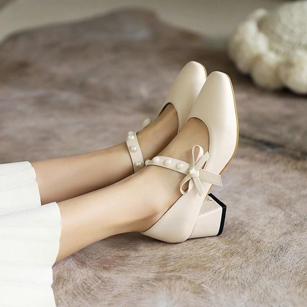 

dress shoes spring 2021 yellow mary jane thick heel laurie single bow large women's, Black