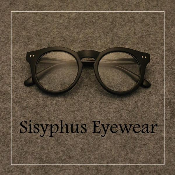 

fashion sunglasses frames retro japanese round frame large thick black glasses fit for lenses face women's plate anti-blue light lens