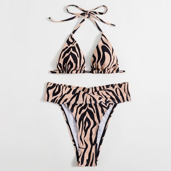 

print bikini women swimsuit female 2021 halter swimwear two pieces bikini set brazilian bathing suits beach wear swim ladyswimwear bath