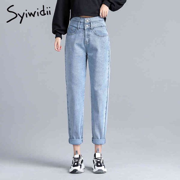 

syiwidii mom jeans women vintage casual high waist harem pants plus size denim pants boyfriend jeans for women fashion 210417, Blue