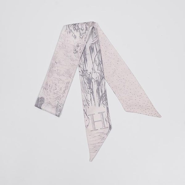 

small scarf hairband suitable for women in autumn and winter twenty-six letters double-layer printing rayon customization trend scarves, Blue;gray