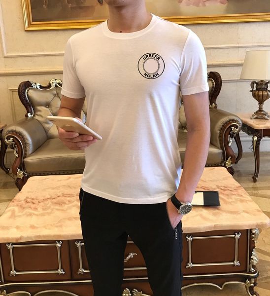 

2021 men and women same mercerized cotton round collar t shirt street style casual cartoon, alphabetic print short sleeve size m-4xl#04, White;black