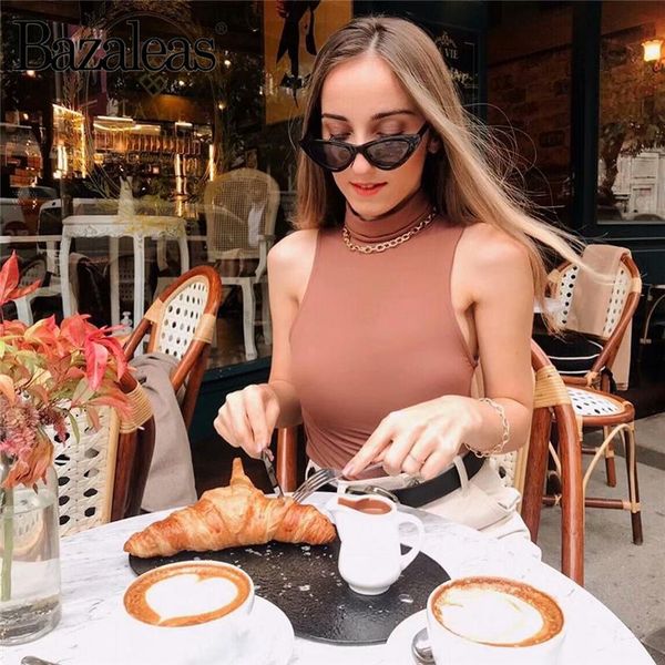 

women's jumpsuits & rompers bazaleas elegant turtleneck brown jumpsuit retro slim bodysuit fashion sleeveless ropa mujer casual vintage, Black;white