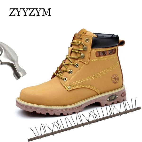 

zyyzym steel toe shoes men safety work boots autumn winter outdoors men work safety shoes anti-piercing protection footwear 210923, Black