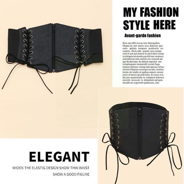 

belts women corset lady stretch buckle waist belt wide elastic waistband bowknot cinch pu tie around leather slimmi w1k7, Black;brown