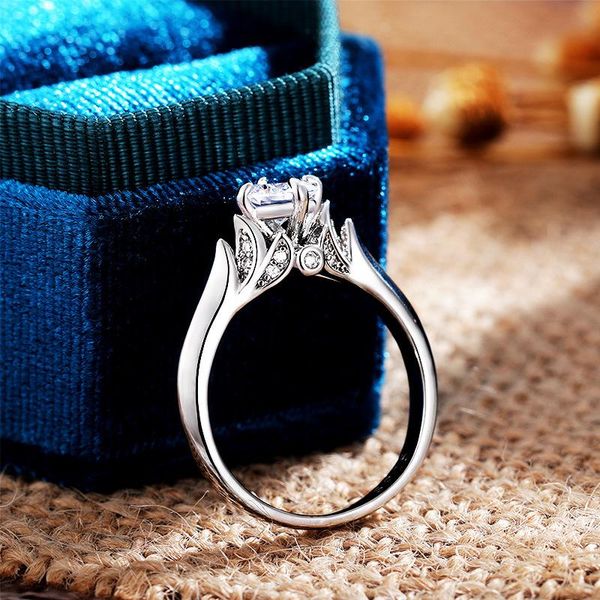 

wedding rings pitutu arrival women's ring luxury jewelry for women engagement classic four-claw sparkle zircon wholesale trendy, Slivery;golden