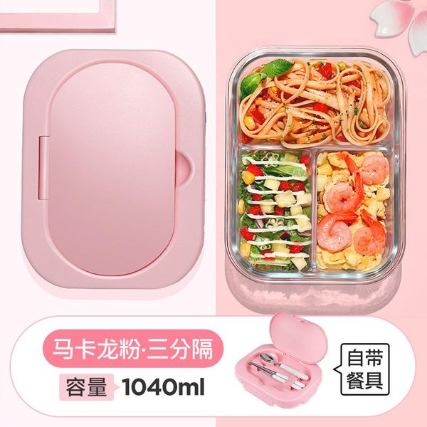 

dinnerware sets 1040ml separate microwave oven special glass lunch box with spoons heating office worker student sealed preservation