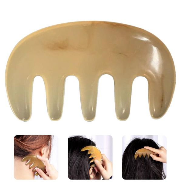 

head massage resin gua sha comb tool meridian massager tighten face body muscle relaxation five tooth scraper for health care hair brushes, Silver