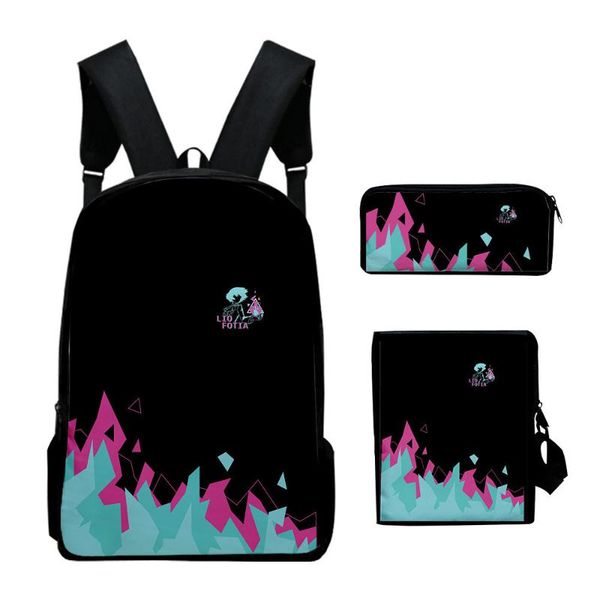 

backpack funny harajuku promare 3pcs/set 3d print school student bookbag fashion travel lapdaypack shoulder bag pencil case