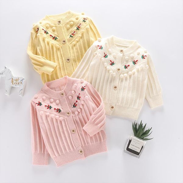 

spring autumn warm girls flower sweater baby princess o neck knitted cardigan jacket kids clothes children outwear, Blue
