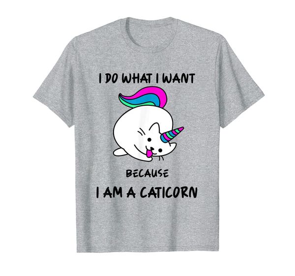 

i do what i want because i am a caticorn t-shirt, funny gift t-shirt, White;black