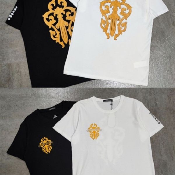 

ch cro short sleeve men's t-shirt cross sanskrit print summer new fashion brand, White;black
