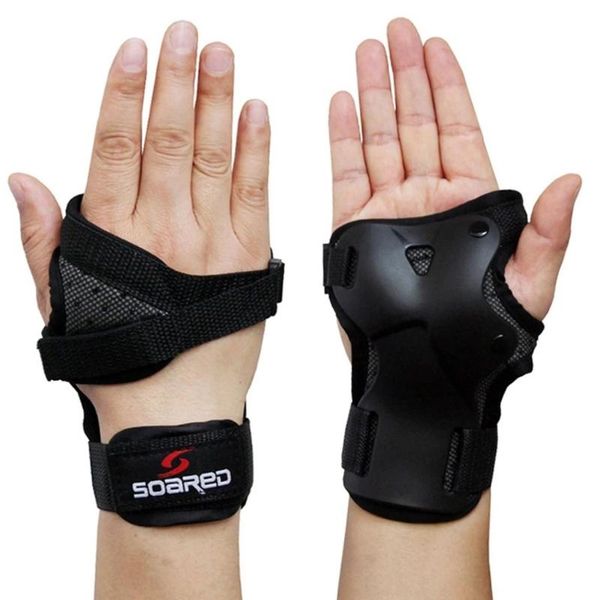 

wrist support guards palm pads protector skating ski snowboard hand protection strokes roller, Black;red
