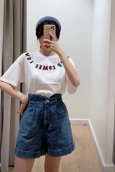 

women's jeans women 2021 spring / summer casual style high waist denim thin short pants, Blue