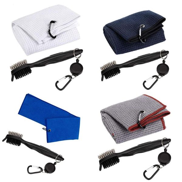 

golf training aids towel and club brush kit, gifts for men, portable accessories cleaner bag
