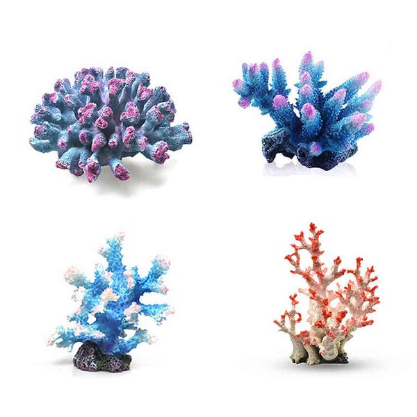 1 PC Simulação Coral Reef Resina ornamentos para DIY Home Fish Tank Decoração Aquário Paisagismo Adereços Suprimentos