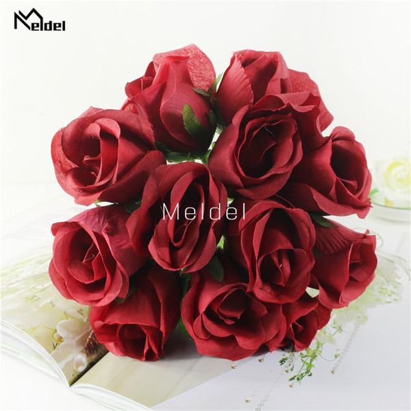 

decorative flowers & wreaths fake roses artificial big bridal bouquet home wedding party decor 18 heads silk rose supplies