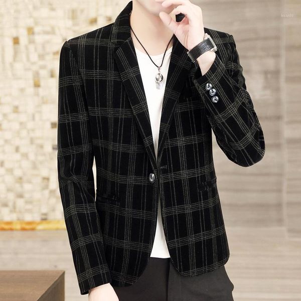 

men's suits & blazers 2021 autumn men fashion striped casual suit jackets korean slim fit wedding business dress coat social blazer mas, White;black