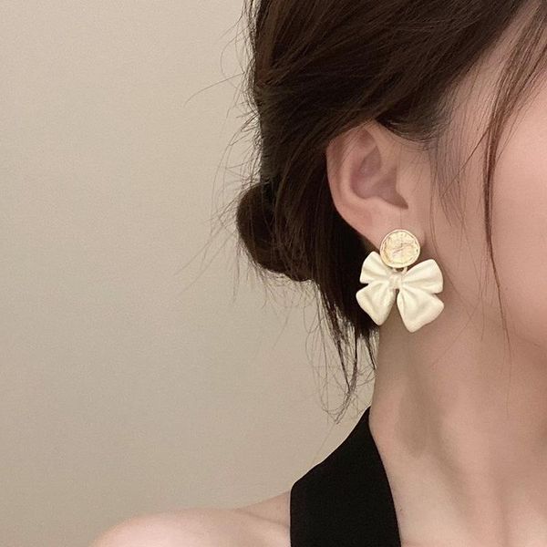 

stud fashion retro s925 sweet bow pendant earrings female niche design tide birthday wedding jewelry, Golden;silver